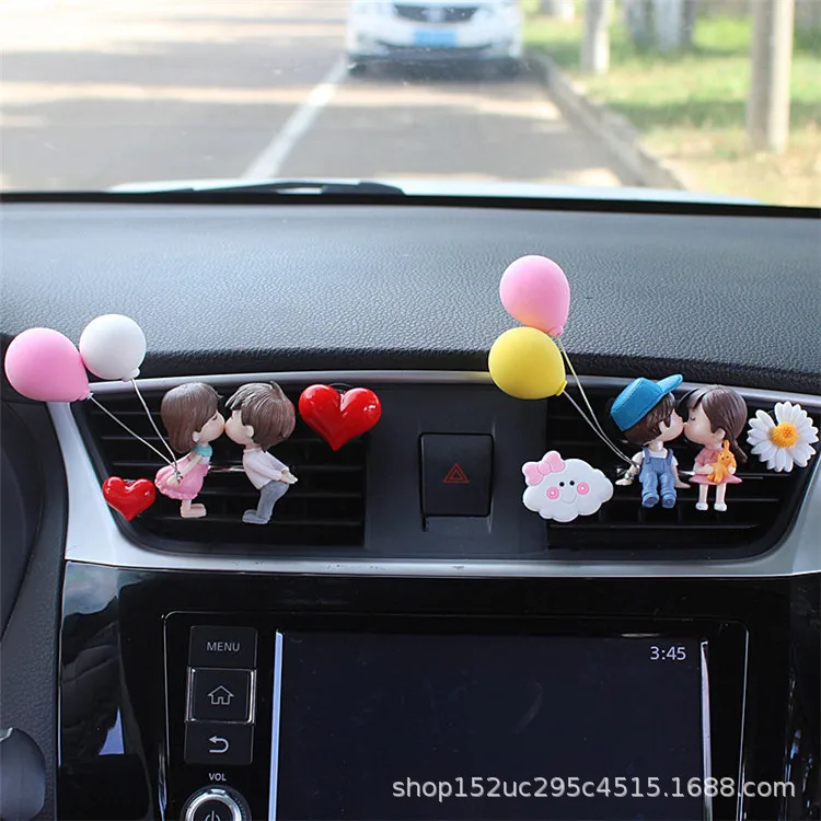 Car Air outlet clip Decoration Cute Cartoon Couples Action Figure Balloon Ornament Auto Interior Dashboard Accessories Girl Gift