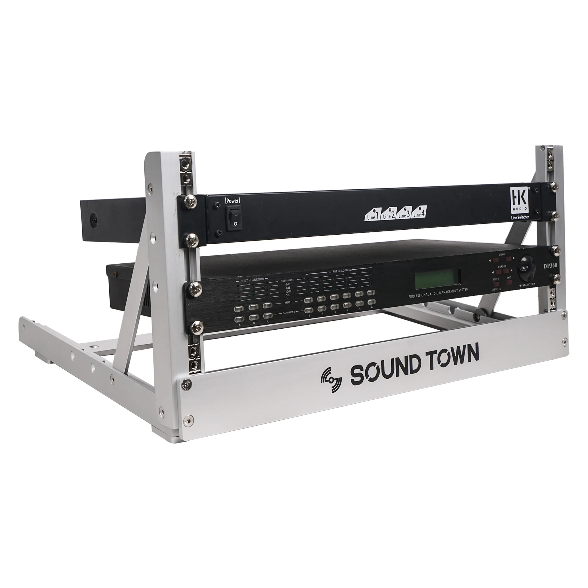 Sound Town 4U Aluminum 2-Post Desktop Open-Frame Rack, Angle Adjustable, for Audio/Video, Network Switches, Routers(2PF-4A)