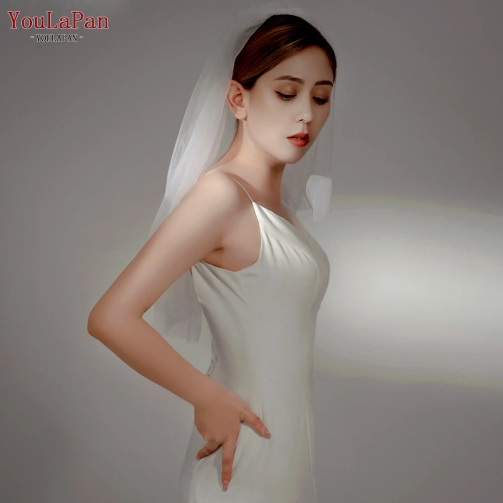 YouLaPan  Graceful 2 Layer Wedding Veils for Brides Short veil with Cut Edge Wedding Veils with Comb Wedding Collection Set  V28