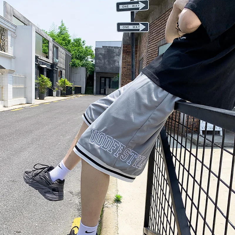 Men Casual Shorts Letter Printed Young Summer Breathable Running Drawstring Knee-length Trousers Harajuku Basketball Ulzzang BF