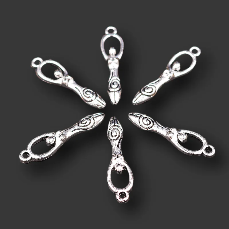 20pcs Silver Plated Women's Body Art Glamour Alloy Pendant DIY Charm Hip Hop Earring Bracelet Jewelry Crafts Making 32*9mm M589