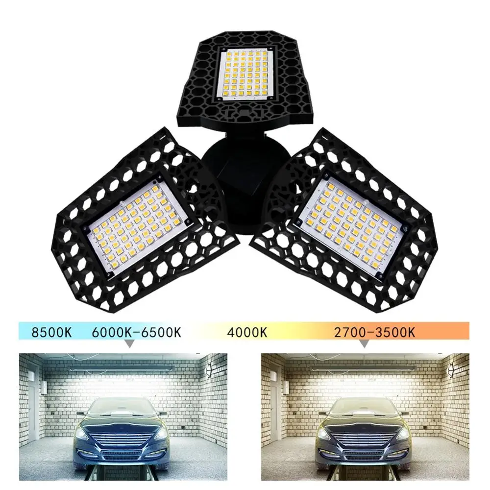 E27 LED Garage Light 80W 60W 40W Industrial Lamp Super Bright Deformable Indoor LED High Bay Workshop Warehouse Lights