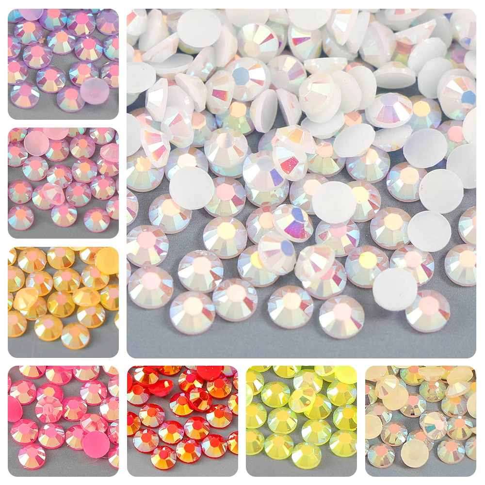 2-4mm Jelly AB Rhinestones Non Hotfix Shiny Round Flatback Resin Rhinestones For Garment Decorations DIY Craft Supplies Glue On