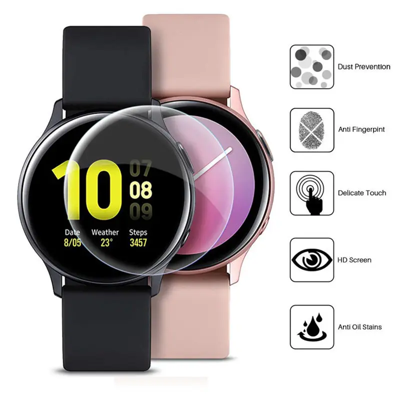 Screen Protectors For Samsung Galaxy Watch Active 2 40mm 44mm Soft Film Full Cover Protective Protection Film Scratch Resistant