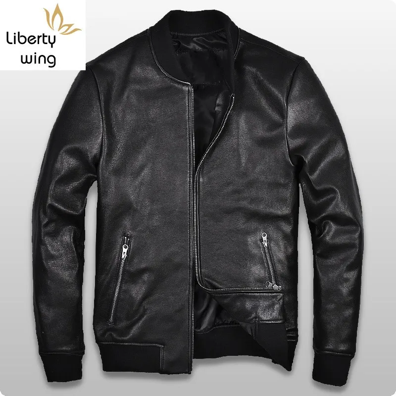 

Korean Style Spring Fashion Mens Sheepskin Genuine Leather Jackets Zipper Coat For Male Jaqueta Couro Masculina Motoqueiro