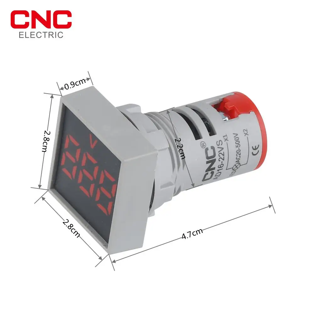 CNC 1PC AD16-22VS Mini Indicator Voltmeter 22MM AC 20-500V Square Panel LED Digital Voltage Meter Light Tester 5 Color