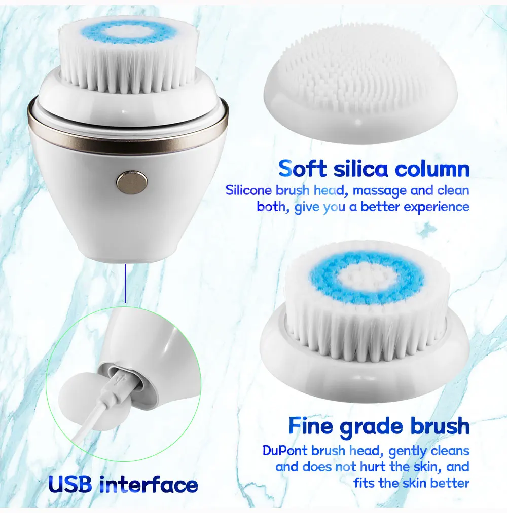 Silicone Face Cleansing Brush Electric Face Cleanser Electric Facial Cleanser Cleansing Skin Deep Washing Massage Brush