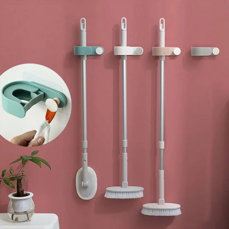 Bathroom Free Punched Dotted Mop Clip Seemless Wall Hanging Hook Strong Rack Multi-functional Mounting Bracket