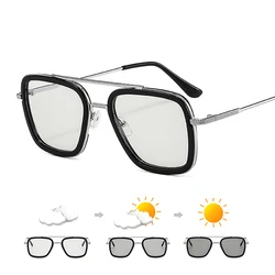 VUÔNG Photochromic Kính Nam Chống Ánh Sáng Xanh Dương Chặn Kính Mắt Máy Tính Tia Retro Unisex Tony Stark Kính