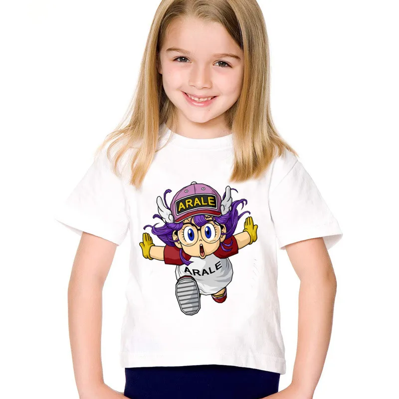 

Anime Print cartoon kids t shirt for boys kawaii Cute Arale Children Funny T-shirts Kids Summer O-Neck tshirt girl girls clothes