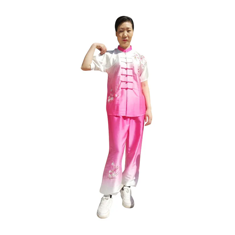 

Morning Exercise Sportswear Gradient Color Tai Chi Uniform Traditional Chinese Clothes Embroidered Martial Arts Suit Kung Fu