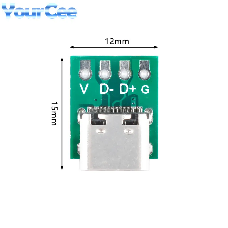 20pcs/1pc USB 3.1 Type C Connector 16Pin Female to 2.54mm Test PCB Board Adapter Socket For Data Line Wire Cable Transfer