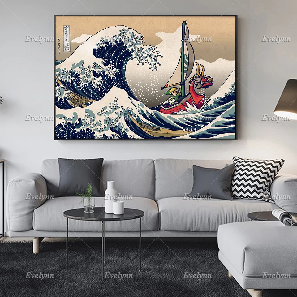 Wave Of Kanagawa Poster Gaming Gamer Game Poster Wall Art Prints Home Decor Canvas Unique Gift Floating Frame