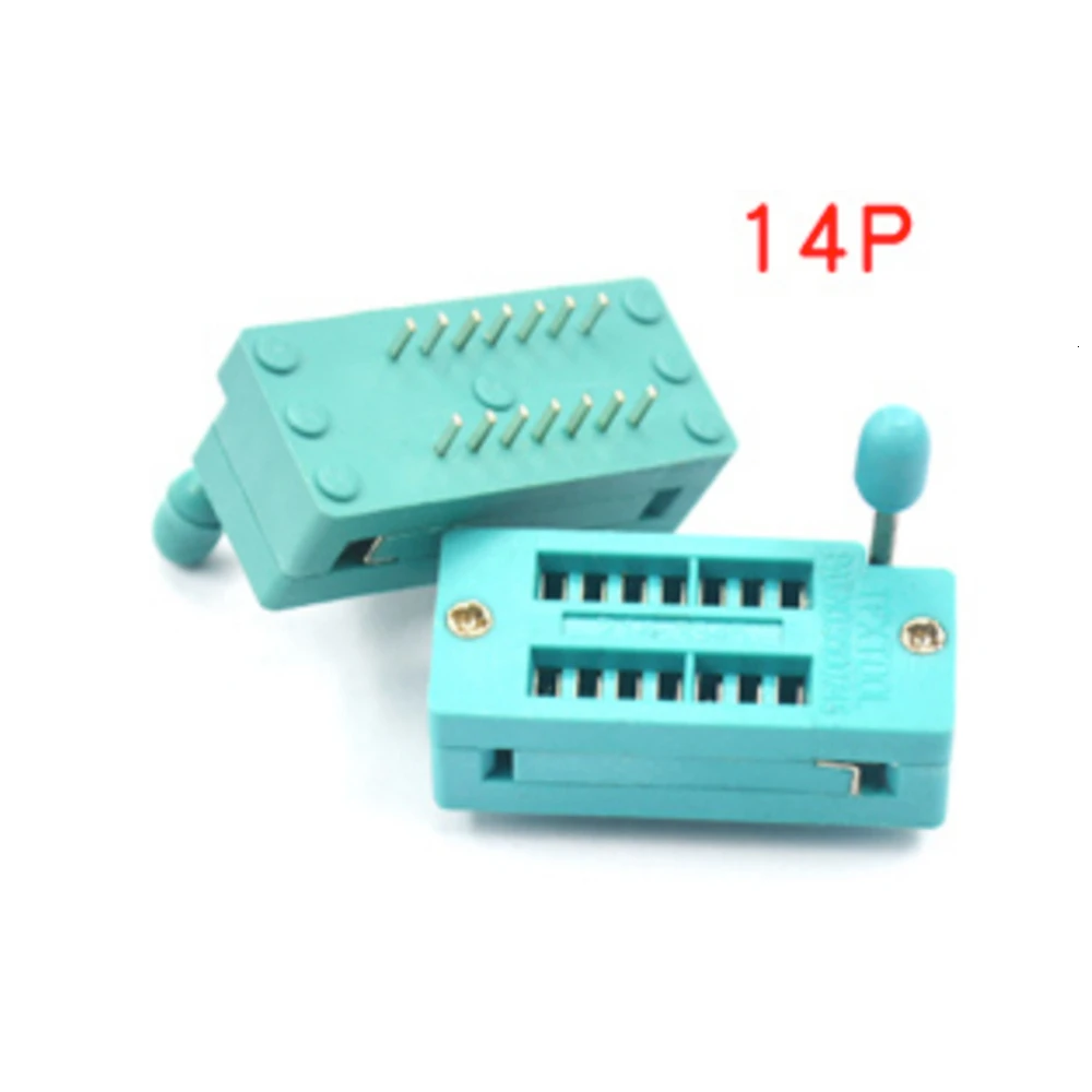 10pcs IC Lock Seat Zif Socket Test Universal Pin 14P/16P/18P/20P/24/28/40P Green Test Solder Connector