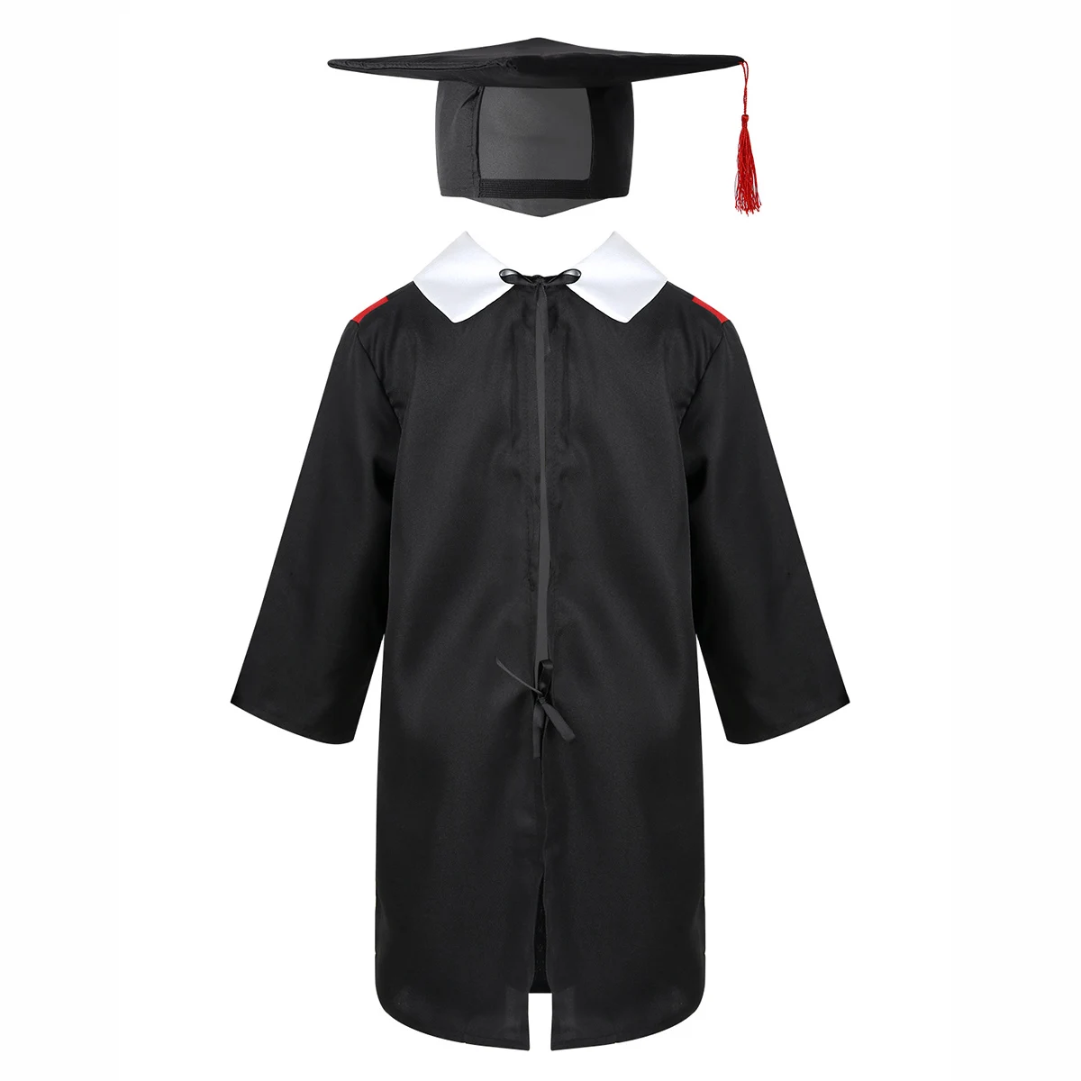 Children Preschool Primary School Graduation Gown with Tassel Cap for Kids Boys Girls Role Play Bachelor Costume Dress Up Outfit