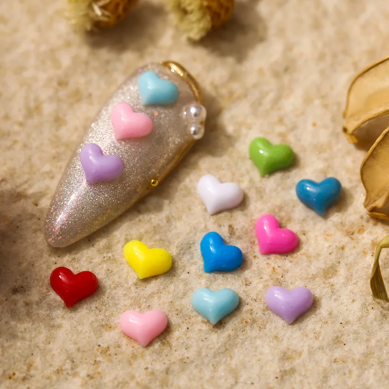 5.5mm 60pcs Nail Art Peach Heart Mix and Match Love Three-dimensional Resin Small Mini Cute Fairy Color Nail Jewelry