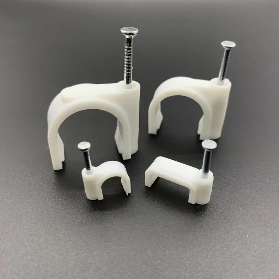 1000PCS/1LOT PE Circle Steel Nail Cable Clip Wire Fixing Clamp 4 5 6 7 8 9mm