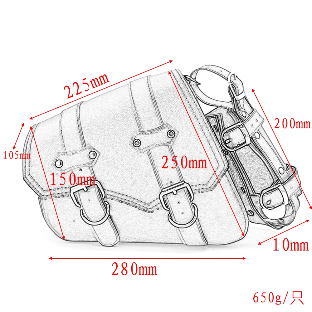 Motorcycle Leather Saddle Bag Tool bag For Honda Shadow Spirit Aero Ace VT700 VT750 VT1100 Yamaha V-Star XVS 650 1100 Custom