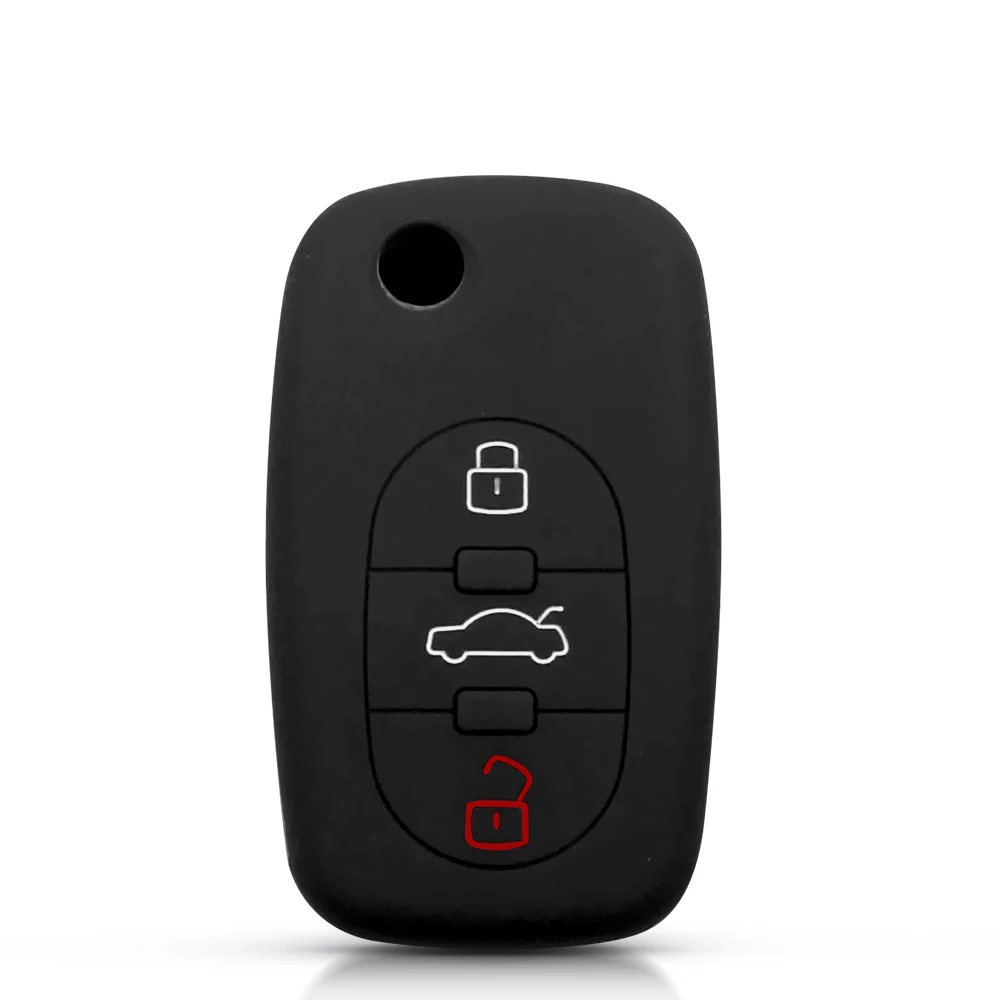 KEYYOU Silicone Car Key Cover Case Skin Jacket For Audi A2 A3 S3 A4 S4 A6 S6 RS6 A8 Tt Allroad 3 Buttons Folding Remote Holder