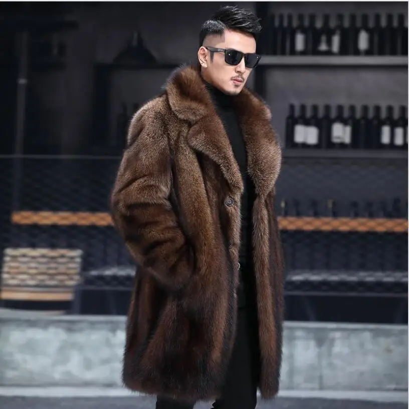 2021 Winter Mens Faux Fur Designer Jackets Warm Windbreaker Long Wool Blends Outerwears Coats Black Brown Thicken Coat M-4XL