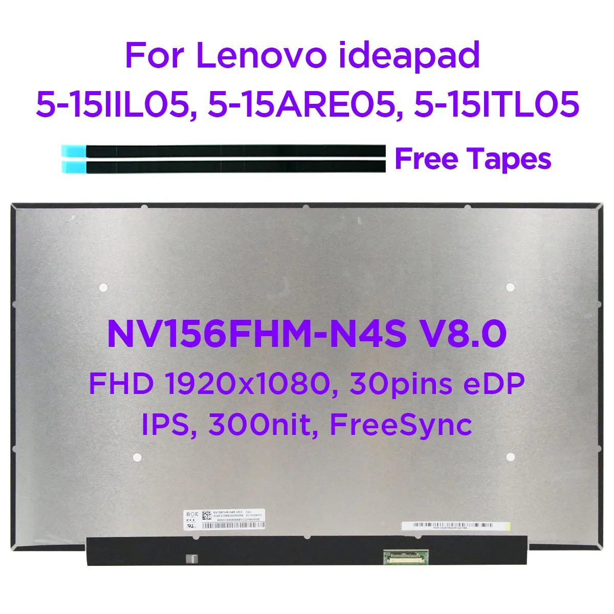 Tela Lcd do Portátil Ips 156 Nv156fhm-n4s V8.0 Lenovo Ideapad 515are05 Thinkpad T15 P15s Gen Thinkbook g2 1920×1080 30pin