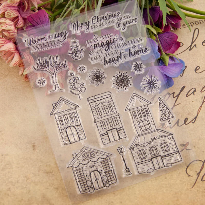 1Pc House Street ใสซิลิโคนตราประทับแสตมป์ DIY Scrapbooking ปั๊มยางสีลายนูนไดอารี่ Reusable