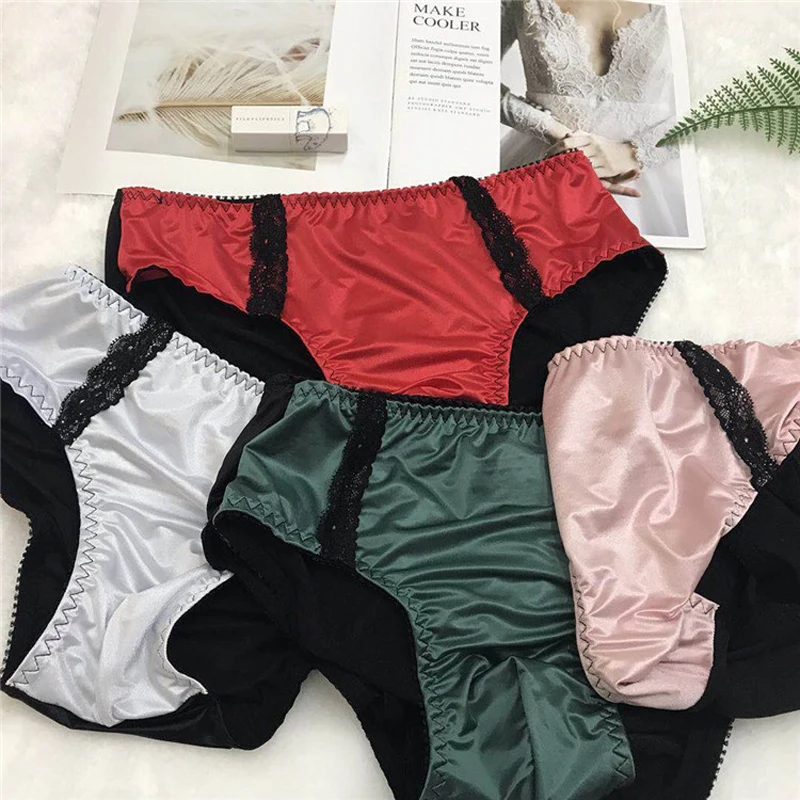 Silk Sexy Underwear Men Briefs Seamless Breathable Panties Men Bikini Solid Seamless Mid Waist Soft Gay Underwear