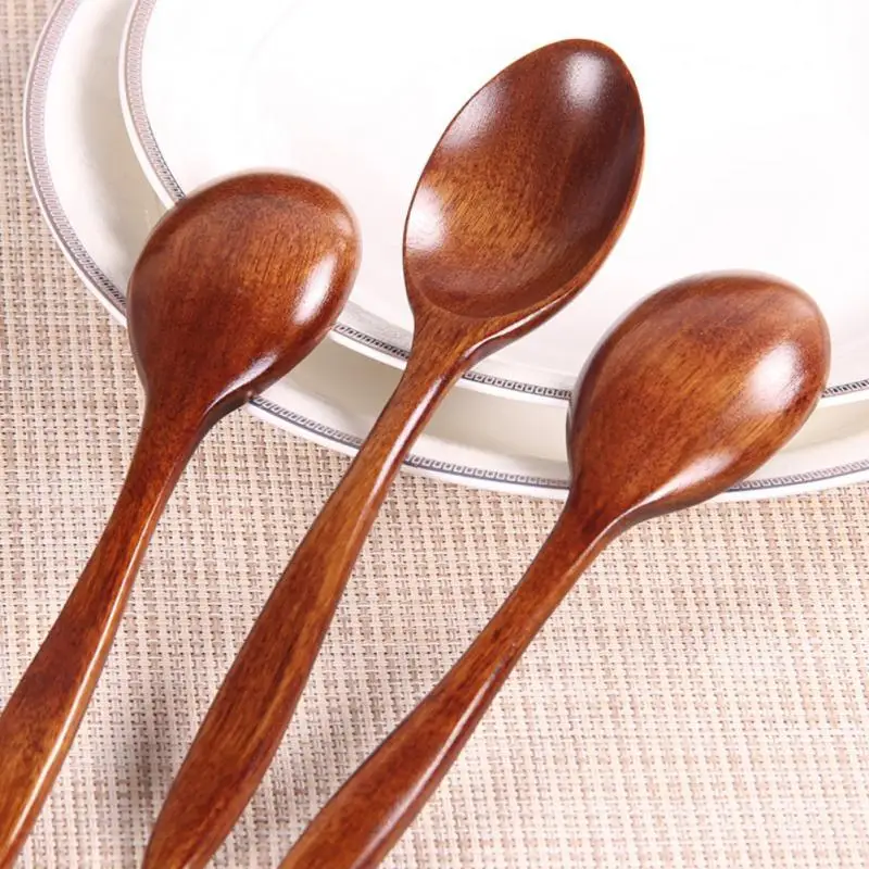 Wooden Spoon Mixing Soup Spoon Tableware Kitchen Supplies Bamboo Kitchen Cooking Utensil Tool Household Tableware Dropship