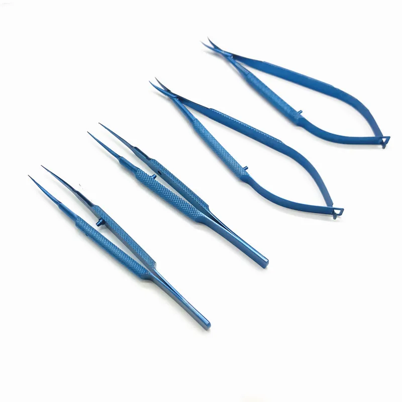 Titanium 14cm Ophthalmic microsurgery instruments Kit scissors needle holder forceps