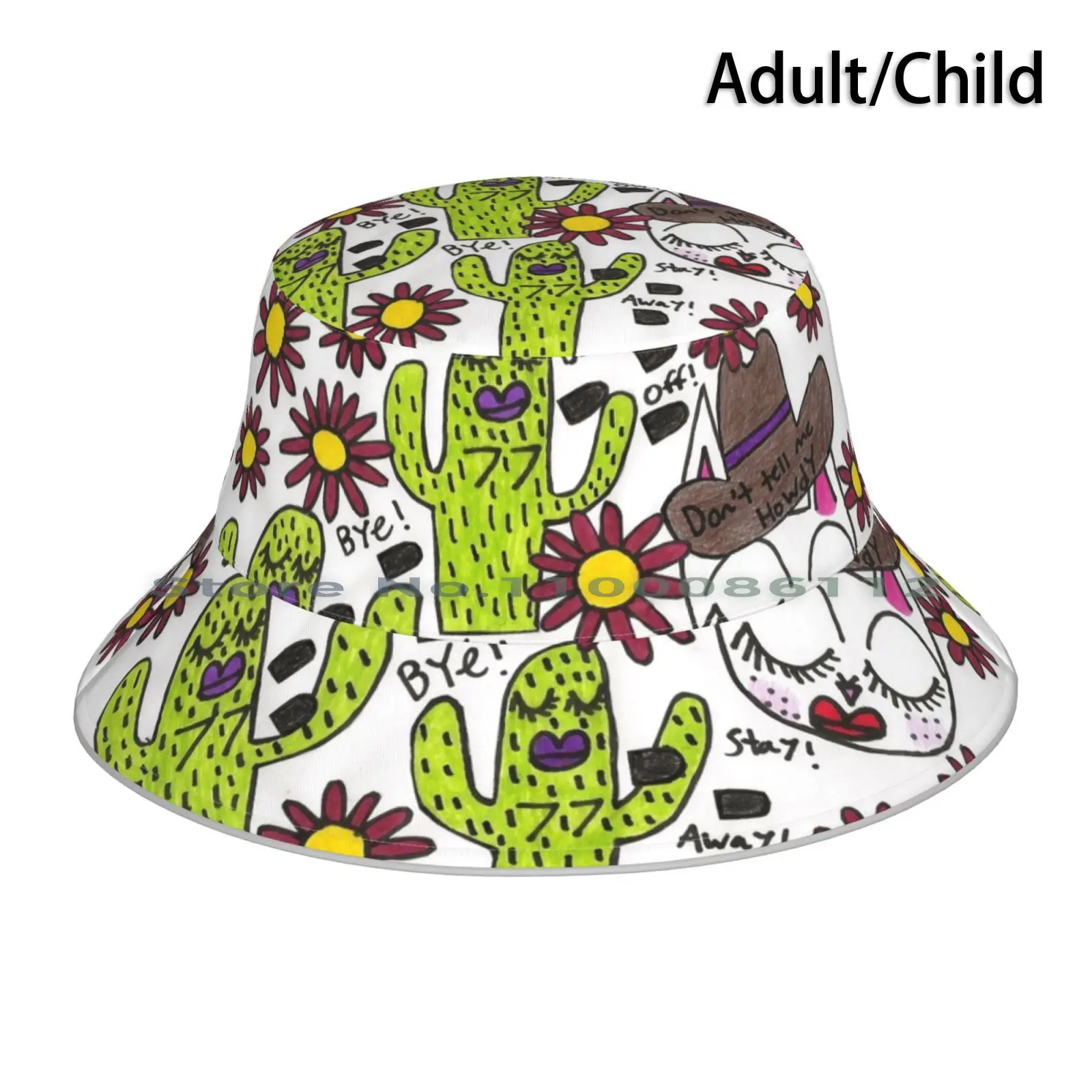 Don’t Tell Me Howdy Bucket Hat Sun Cap Femmekitty Cowgirl Cowboy Western Texas Cactus Foldable Outdoor Fisherman Hat