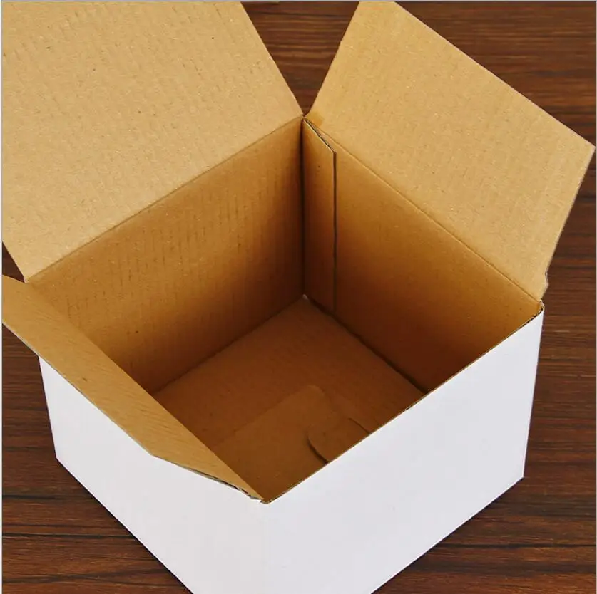 10pcs White Corrugated Paper Carton Box For Fragile Goods Sipping Packaging Small Jewelry Cups Gift Box