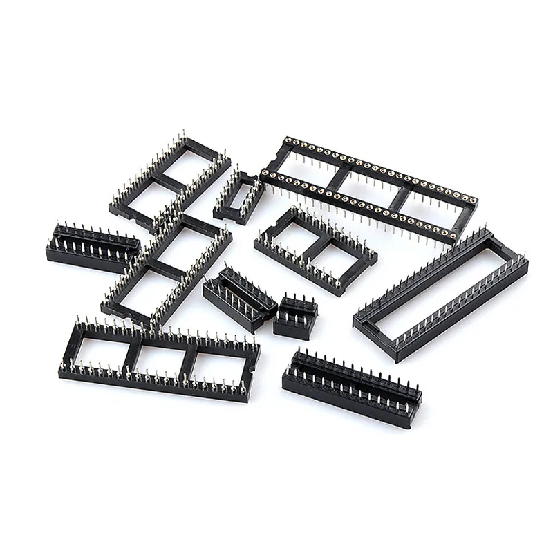 10PCS DIP IC Socket Adapter Integrated Block Straight Plug DIP Microcontroller Chip Round Hole Base  6P ~ 40P Solder Type