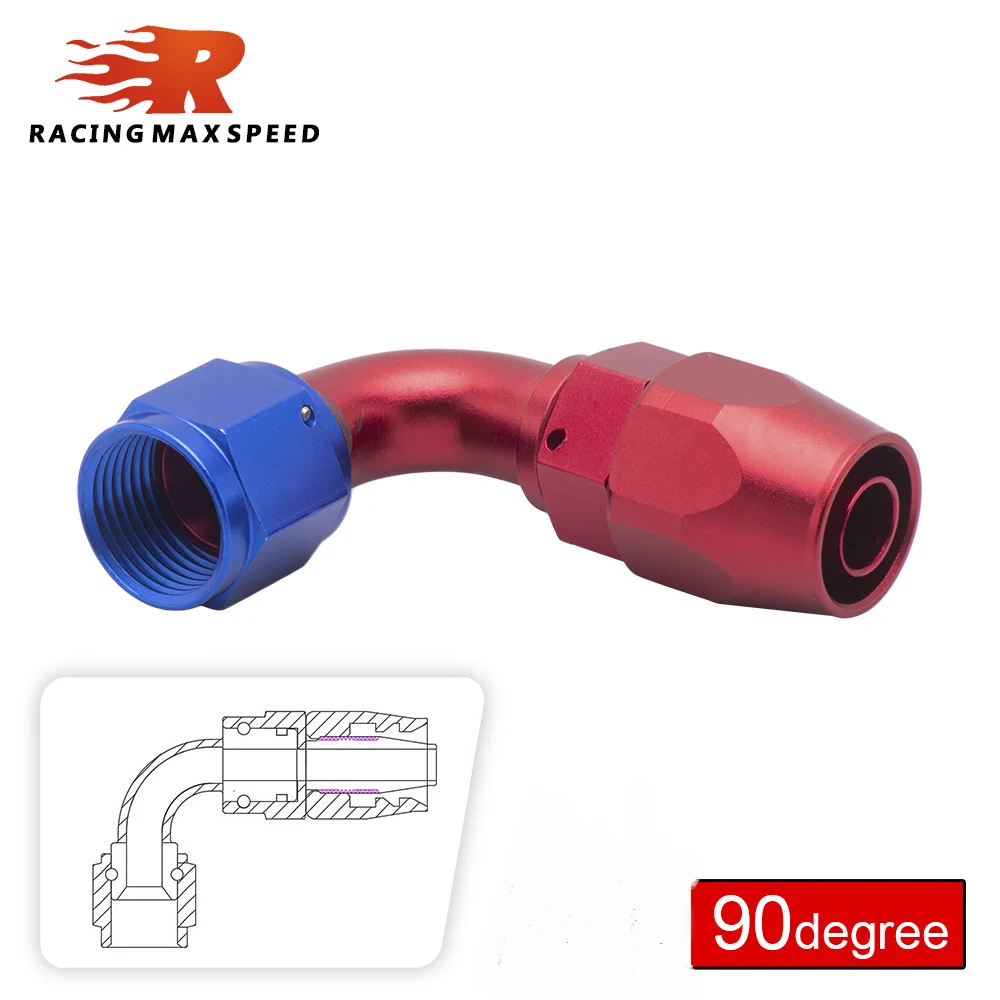 AN4 AN6 AN8 AN10 Straight 45 90 180 Degree Oil Fuel Swivel Hose End Fitting Oil Hose End Adaptor Kit Red-Blue