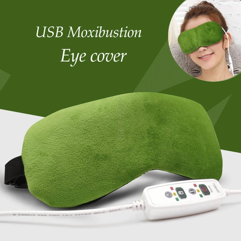 

Chinese Moxibustion USB Blindfold Hot Steam Moxa Eye Cover Patch Timing Adjustable Temperature Shading Wormwood Eye Massage Tool