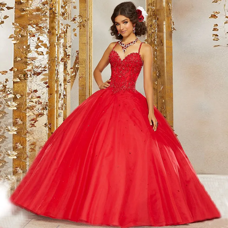 Vestido de baile rojo de princesa para niña, quinceañera, baile de graduación, 16 vestidos, 15 años