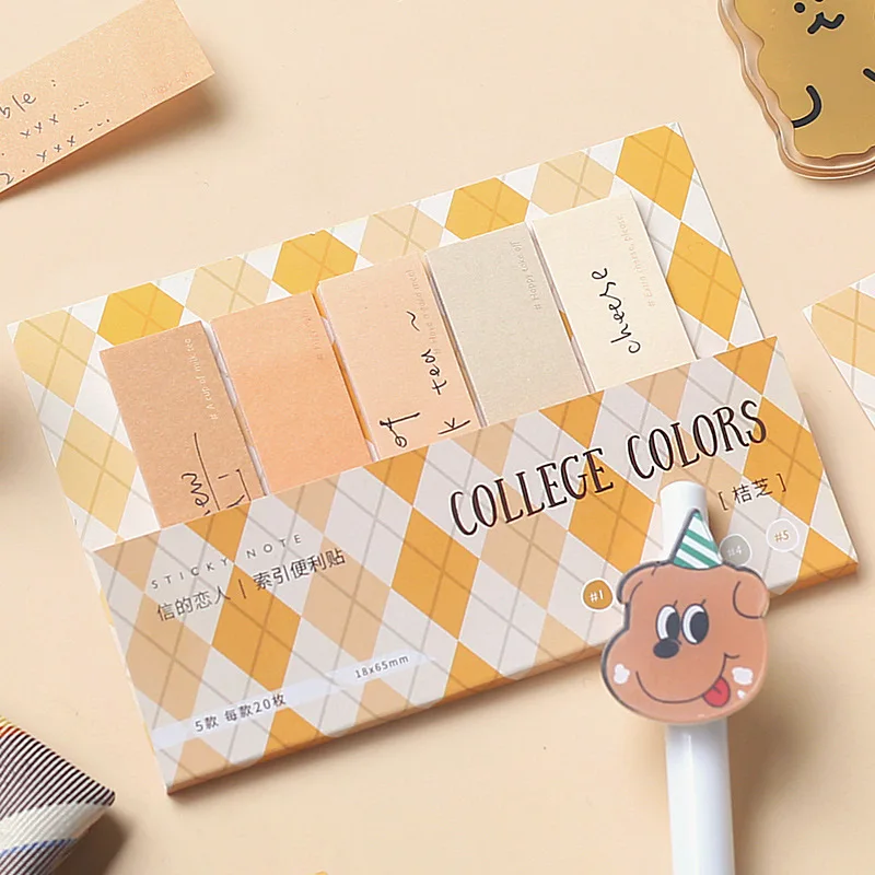 100pcs Cute Simple Color Sticky Notes Index Sticker Bookmark Message Convenient Stickers Memo Pad Stationery Office Supplies