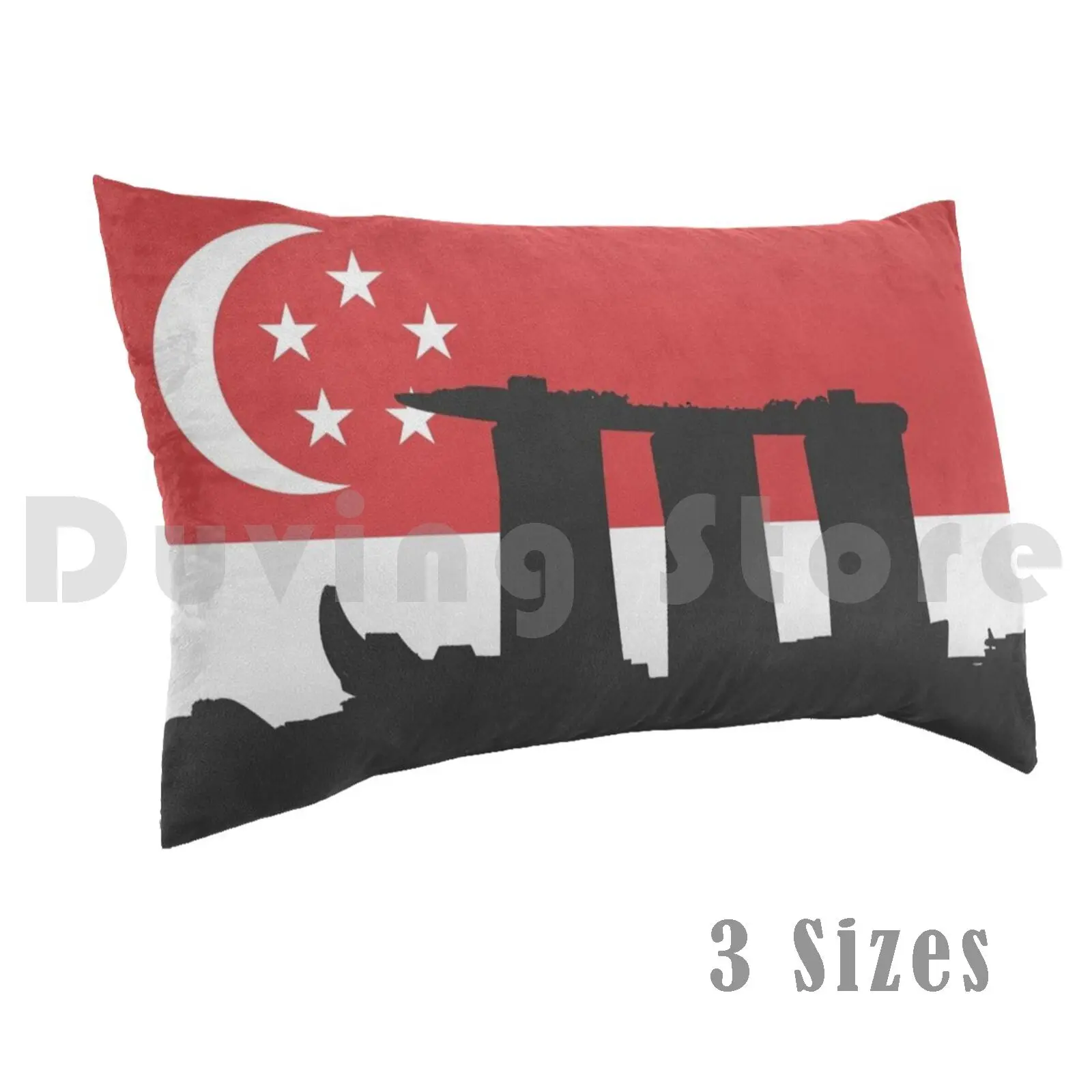 Singapore Flag Marina Bay SandsPillow case Singpour Singapore Singapur Flag Bandera Drapeau Drapau Lune