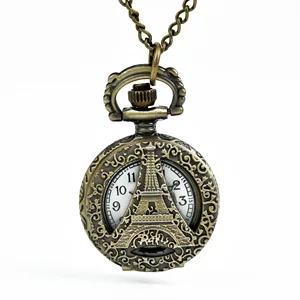 Маленькие бронзовые карманные часы с изысканной резной железной башней