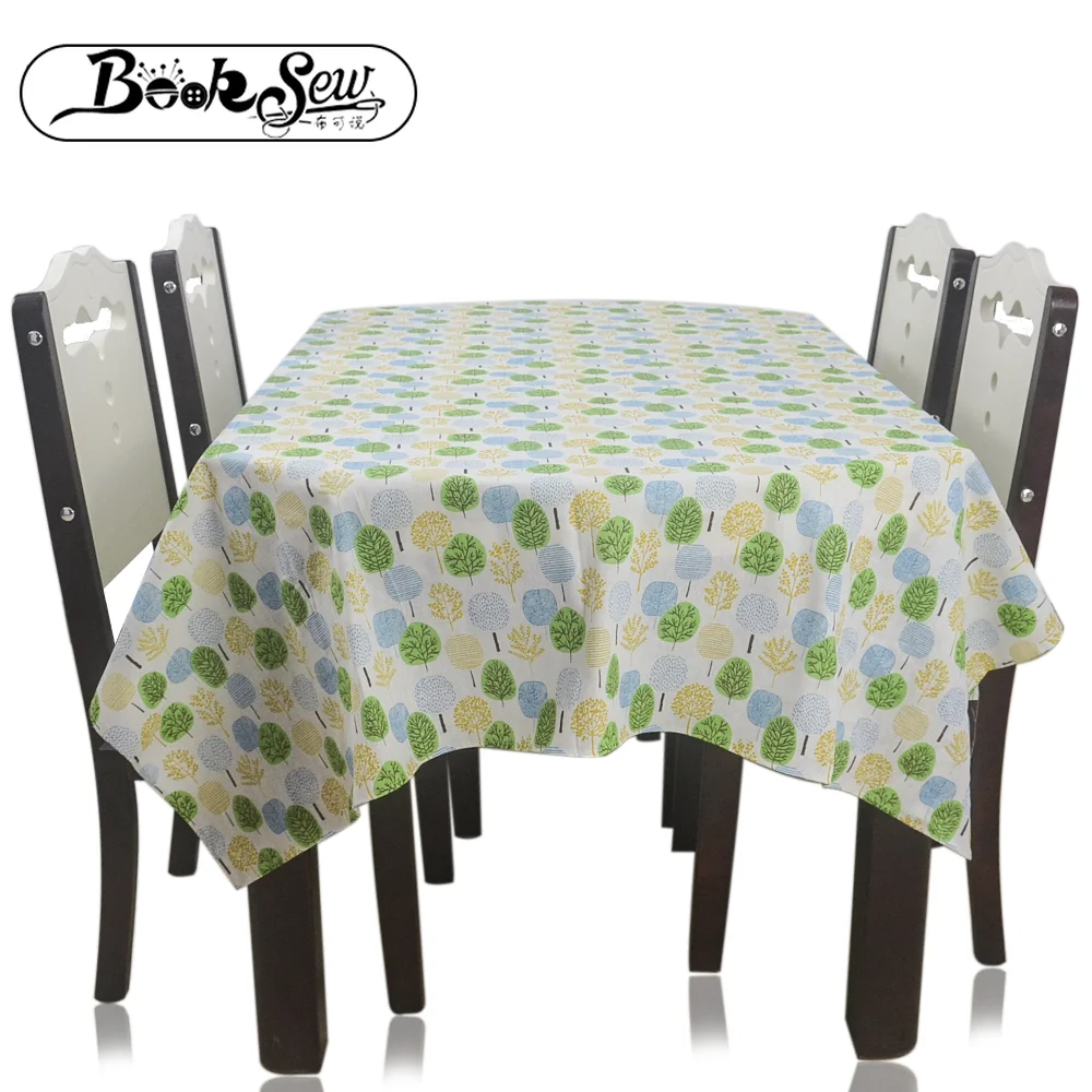 Booksew Rectangular Dining Tree Pattern Tablecloth Cotton linen Table Cloth For Kitchen Party Wedding Mantel Square Table Cover