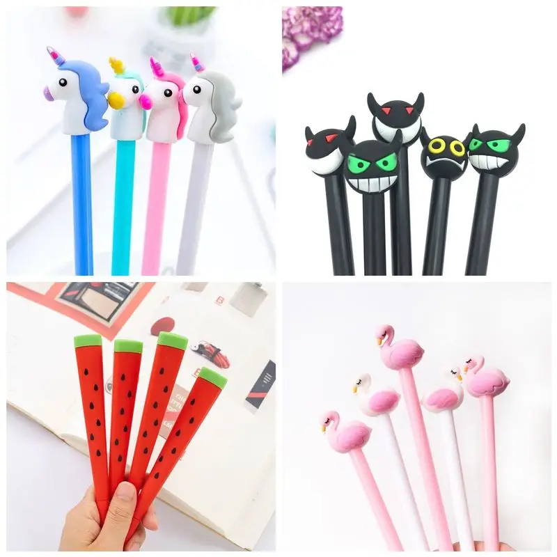 100 Pcs Wholesale Gel Pens Cartoon Writing Tools Creative Pen Student School Office Stationery Escolar for Kid Prizes Gifts