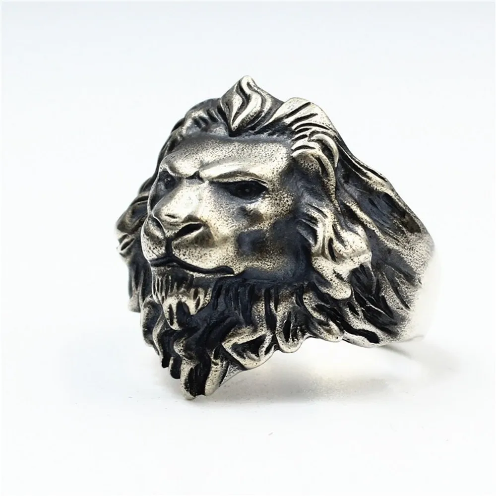 

Leo Lion King ring, S925 sterling silver male ring, Thai silver twelve constellation personality, male guardian ring