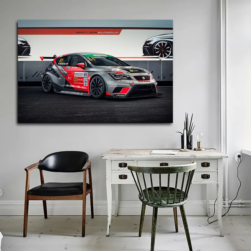 Supercar Posters Seat Leon Cup Rally Race Racing Sport Wallpaper Picture Print in Canvas Paintings Wall Art for Home Room Decor