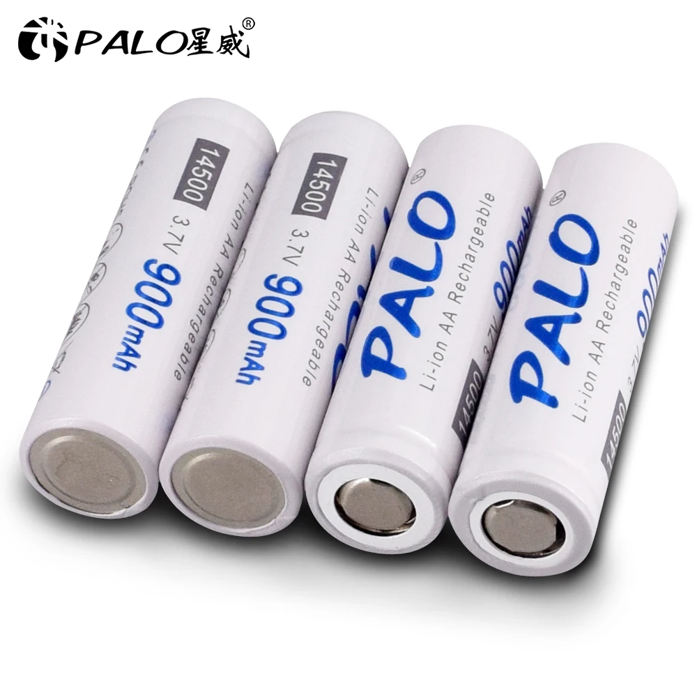 PALO 14500 Battery 3.7V Li-ion AA Battery 14500 Rechargeable Battery Protected With Battery Case 3.7v 14500 Battery