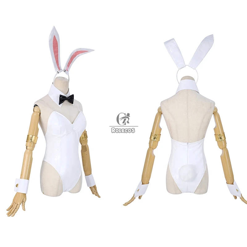 ROLECOS Anime Zero Two Cosplay Costume Halloween Sexy Woman Bunny Girl 02 Ver. 2nd White Leather Jumpsuit