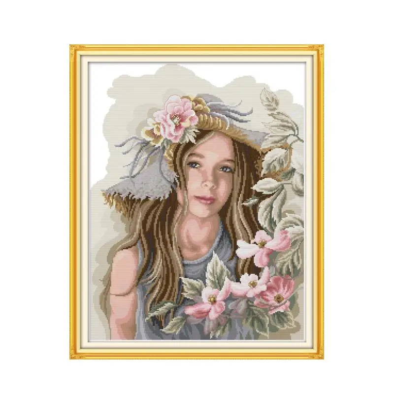 

Teenage girl 2 cross stitch kit aida 14ct 11ct count print canvas stitches embroidery DIY handmade