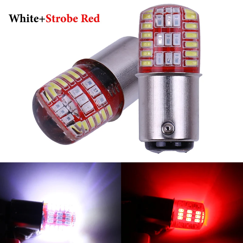 BAY15D P21/5W 1157 Led  Double color Strobe LED 3014 42 LED Flash light brake blink light Lamp Bulb red white Blue Auto Brake