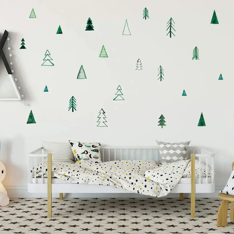 DIY Cute Woodland Pine Tree Wall Sticker Decals for Kids Room Bedroom Nursery Home Decoration Baby Gift Stickers Art Murals