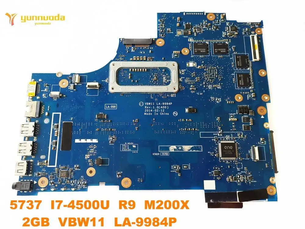 Original for DELL 5737 laptop motherboard 5737  I7-4500U  R9  M200X  2GB  VBW11  LA-9984P tested good free shipping