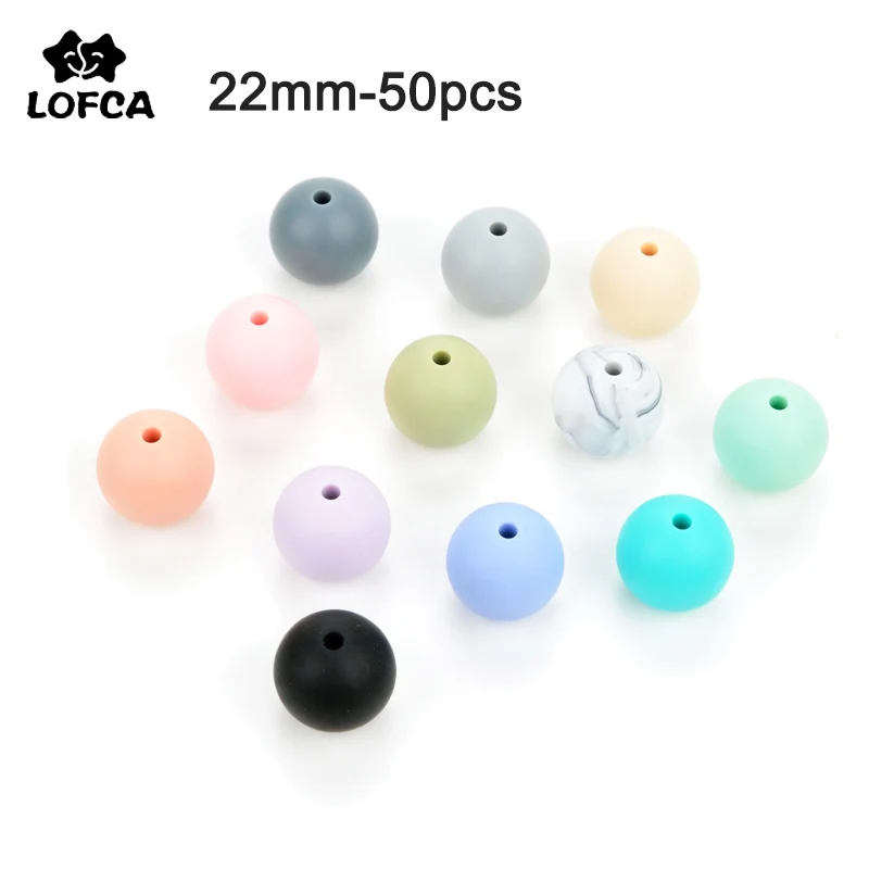 

LOFCA 50pcs 22mm Round Silicone Beads For Baby Silicone Teething Necklace Teether BPA Free Food Grade Silicone Pacifier Chain