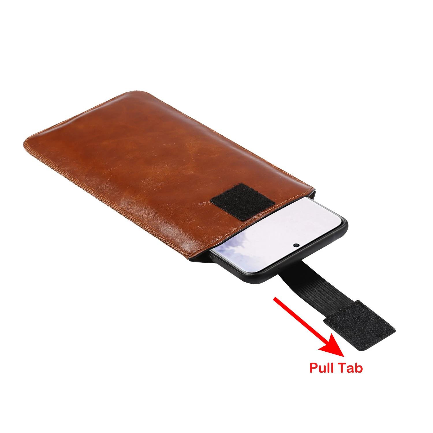 Universal Pull Tab PU Leather Belt Clip Case Pouch For iPhone 16 15 14 13 12 11 Pro Max 6 7 8 Plus X XR XS Cover Bag